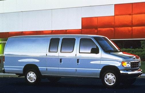 Blue ford econoline store van